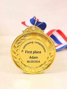 1 Peça Pingente de Metal Personalizado, Medalha com Acabamento de Espiga de Trigo, Material de Liga de Zinco, Medalha de Competição, Medalha Comemorativa de Honra de Evento Esportivo de Maratona, Pode Ser Usado Como Presente de Incentivo (Envio de Alça Aleatória, Usamos Artesanato a Laser, Sujeito ao Produto Físico Recebido) - Multicolorido - Visão 9