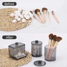 Paquete de 2/3 contenedores de baño dispensador Qtips, soporte para bolas de algodón de 10/7 oz, organizador de tarros de boticário para almacenamiento de hisopo de algodón - 2 piezas - Ver 4