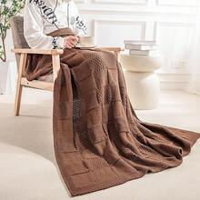 Knit Throw Blanket,Classical Checkered Blanket For Couch,Cozy Warm Knitted Throw Blanket For Bed Sofa Living Room, Decorative Stretched Throw, Lightweigh,50"X 60"Oatmeal - 焦橙色 - 查看 8