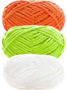 3卷/(140-150克) 中等粗细雪尼尔纱线，适用于手工编织、钩编、DIY圣诞工艺品、圣诞老人、派对装饰，100%聚酯纤维，每卷约50克 - 彩色 - 查看 20