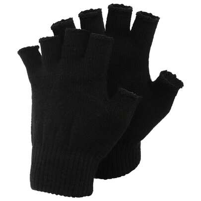 Universal Textiles Mens Plain Fingerless Magic Winter Gloves (Black) - 82% Acrylic/15% Polyester/3% Elastane - (GL564)