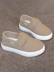 1 双男女时尚钩环运动鞋，女童新款跑步鞋，儿童 PU 皮革休闲平底鞋，适合室内/室外活动、上学日、春秋季日常散步和跑步 - 卡其色 - 查看 6