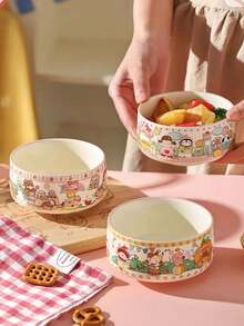 1 chiếc bát sứ hoạt hình dễ thương, thích hợp dùng cho tiệc trà chiều, các món tráng miệng, sữa chua, salad, cháo yến mạch ăn sáng, dùng tại nhà, nhà hàng, quán cà phê, cửa hàng tráng miệng, làm quà tặng, tiệc tùng. - Nhiều màu - Xem 3