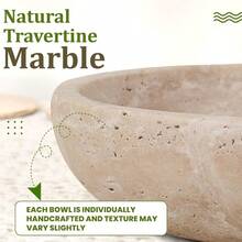 Travertine Decorative Bowl 7.8 Diameter 2 Height Key Bowl For Entryway Table Travertine Organic Modern Centerpiece Beige/Natural - 米色天然石灰華 - 查看 4
