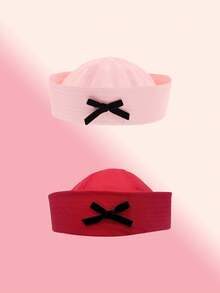 1 pièce Casquette de marin infirmière avec nœud papillon, design d'écharpe de marin rose, légère et confortable à porter, parfaite pour les fêtes à thème, le cosplay, les sorties quotidiennes et les cadeaux de vacances