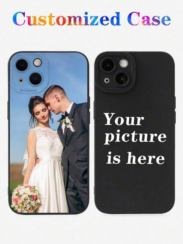 1pc Customized Silicone Phone Case With Lens Protection, Personalized Photo Printed Phone Cover, Customized Image Phone Case