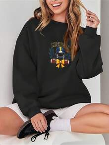 Michigan Football Hoodless Sweatshirt, Michigan, College Game Day Hoodless Sweatshirt, Michigan Bow Hoodless Sweatshirt, Michigan Coquette, Michigan College Hoodless Sweatshirt - 黑色 - 查看 2