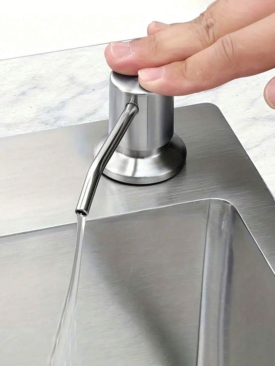 不锈钢厨房水槽皂液器，带瓶身，可盛装液体皂液、乳液和洗涤剂，手动按压泵，适用于浴室 - 彩色 - 查看 1