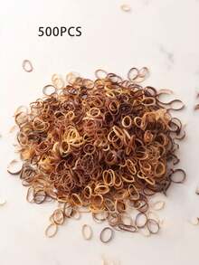 100/500/1000个/包 女士多色发圈，混合咖啡色迷你弹力发带，一次性小号橡皮筋，简约纯色发饰，日常使用，马尾辫，婚礼发型，马尾辫发圈，发绳，发圈 - 混卡色 - 查看 14
