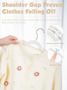 Blauesmeer 120 Pack Velvet Hangers, Premium Kids Hangers For Closet, Ultra-Thin, Cute, Non-Slip, Small Felt Hanger, 14-Inch, For Children's Clothes, White - 白色 - 查看 4