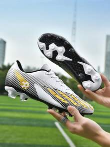 Soccer Cleats,Turf Soccer , Men's And Women's Football Shoes, Spike Soles, Large Size And Low Top, Outdoor Shock-Proof And Wear-Resistant Sports Football Shoes, Breathable Sports Spikes, Suitable For Natural Artificial Lawns, Indoor Training Grounds, Indoor Courts And Other Sports Venues, Professional Football Shoes, Suitable For Outdoor And Indoor. - White - View 5