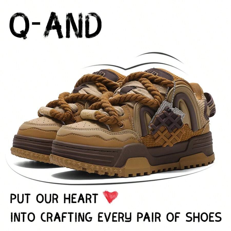 Q-AND  Geometric  Patchwork    Sporty  Beach    Fabric    Asymmetrical    Sneakers  Home    All Season  Original - màu caramel - Xem 1