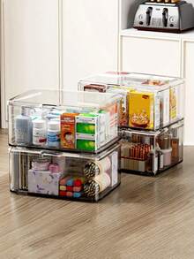 1 件带盖透明收纳盒，防尘药品盒，大容量桌面整理盒，可展示药品、化妆品、珠宝，多功能翻盖收纳盒，适用于医院、学校、办公室、家庭 - 無色 - 查看 8