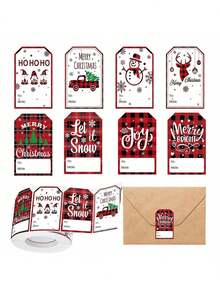 500 piezas/Set Etiquetas de regalo de Navidad, Pegatinas decorativas de papel autoadhesivas - Etiquetas de nombre para cajas, adecuadas para decoración navideña y uso festivo