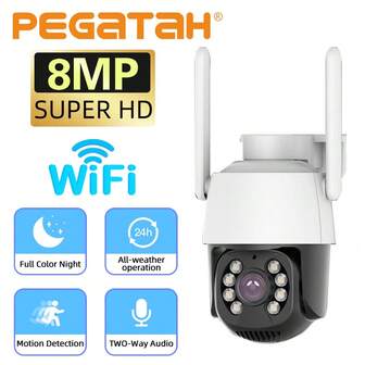 Cámara WiFi 8MP 4K, compatible con audio bidireccional, alarma de detección de movimiento, visión nocturna, control remoto móvil, compatible con protocolo ONVIF NVR DVR, adecuada para almacén, jardín, interiores y exteriores