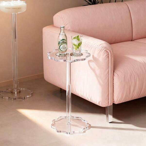 1pc Acrylic Beverage Table Edge Protector, Transparent Edging For Small Spaces, Suitable For Living Room, Balcony, Bedroom, Multi-Functional Modern Minimalist Furniture