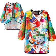 Delantales para Niños, Mandiles para Niños, Delantal de Pintura Impermeable Con Bolsillos Mangas Largas Antimanchas Con Correas Ajustables, para Niños de 3 a 16 Años Para Pintar y Cocinar - Grande - Ver 1