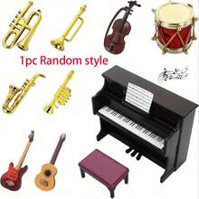 11pcs 1:12 Scale Classical Musical Instrument Model Set - Miniature Resin Piano, Guitar, Violin, Saxophone Models, Suitable For Christmas Party Decor, Creative Display Cabinet, Shooting Props, Dollhouse And Collection Decoration - Resin Models For Dollhouse Home Decor, No Electricity Required, Musical Decor, Playful Design, Detailed Craftsmanship, Mini DIY Components - Multicolor - View 13