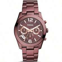 Brown Stainless Steel Three-Eye Multi-Function Day And Date Business Casual Quartz Watch Water-Resistant Women's ES4110 - Coffee Brown - View 9