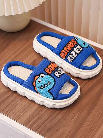 1 Pair Unisex Kids/Toddlers' Indoor Outdoor Slippers, Non-Slip Durable Comfortable Home Shoes, Flat Slides