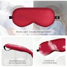 3PCS Silk Eye Sleeping, Soft Comfortable Sleep Masks With Adjustable Strap, Blocking Night Masks, Blackout Eyes Covers Aldult Women Men Travel Airplane, Blue+Black+Red - Blue+Black+Red + One Size - View 3