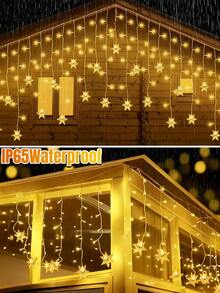 Luce a colonna di ghiaccio a fiocco di neve solare - 96/160 LED, luce di Natale per interni/esterni, IP65 impermeabile, 8 modalità di illuminazione per grondaie, tenda solare per esterni, adatta per Natale, case, giardini, alberi, cortili, festival, matrimoni, raduni, decorazione per feste (bianco caldo/multicolore/bianco)