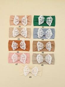 1pc Autumn/Winter Knitted Striped Baby Headband, Lace Embroidered Floral Bow Infant Headwear, Cute & Sweet Girls Princess Hair Accessories