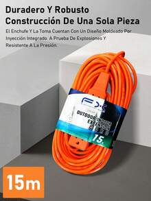 EXTENSIÓN ELÉCTRICA MULTICONTACTO USO RUDO 15 METROS 4 ENCHUFES - Tipo de Enchufe A USA (110-127V) - Ver 6