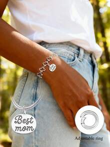 1pc 925 Sterling Silver Heart Beaded DIY Bracelet Jewelry, Exquisite Gift, Back To School Essential, Teens Backpack, College Must-Have, Affordable Back To School Accessory - Style 15 - View 3