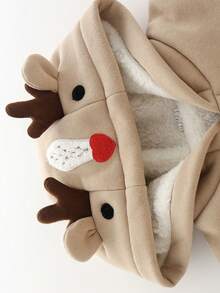 BOARNSEORL Baby Jungen Kapuzen-Hirsch-Muster Khaki Oberbekleidung, warm & bequem, Knopfverschluss vorne, geeignet für Weihnachten, Alltag, Partys, Winter - Khaki - Übersicht 6