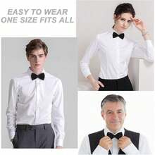Men's Bow Ties Solid Color Pre-Tied Bow Tie Satin Formal Tuxedo Bowtie Adjustable Neck Bowtie For Men Wedding Party - Black - View 5