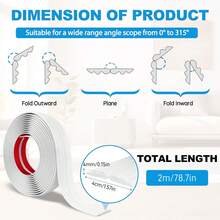 118 pulgadas Protector de esquina de pared flexible de PVC, Tira de borde de plástico autoadhesiva para esquinas de paredes interiores/exteriores, techos, encimeras, pisos, protección de azulejos y decoración para la sala de estar