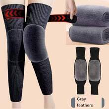 1 Pair Knee Pads, Polyester Fiber Thermal Lining Thick, Extended Strap Anti-, Knitted Fabric, Unisex, Daily Warmth, Autumn/Winter Knee Warmer - Multicolor - View 7