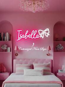Custom Neon Signs, Neon Sign Customizable For Wall Decor, Personalized Neon Sign For Wedding, Birthday Party, Bedroom, Bar, Salon, Business Shop, Name Logo, Led Sign, Halloween, Christmas Gifts, Romantic Home Decor, Perfect For Wall Decor, Festival, Party, Thanksgiving, Bedroom, Women, Girl, Birthday, Game Room & More - Hot Pink - View 1