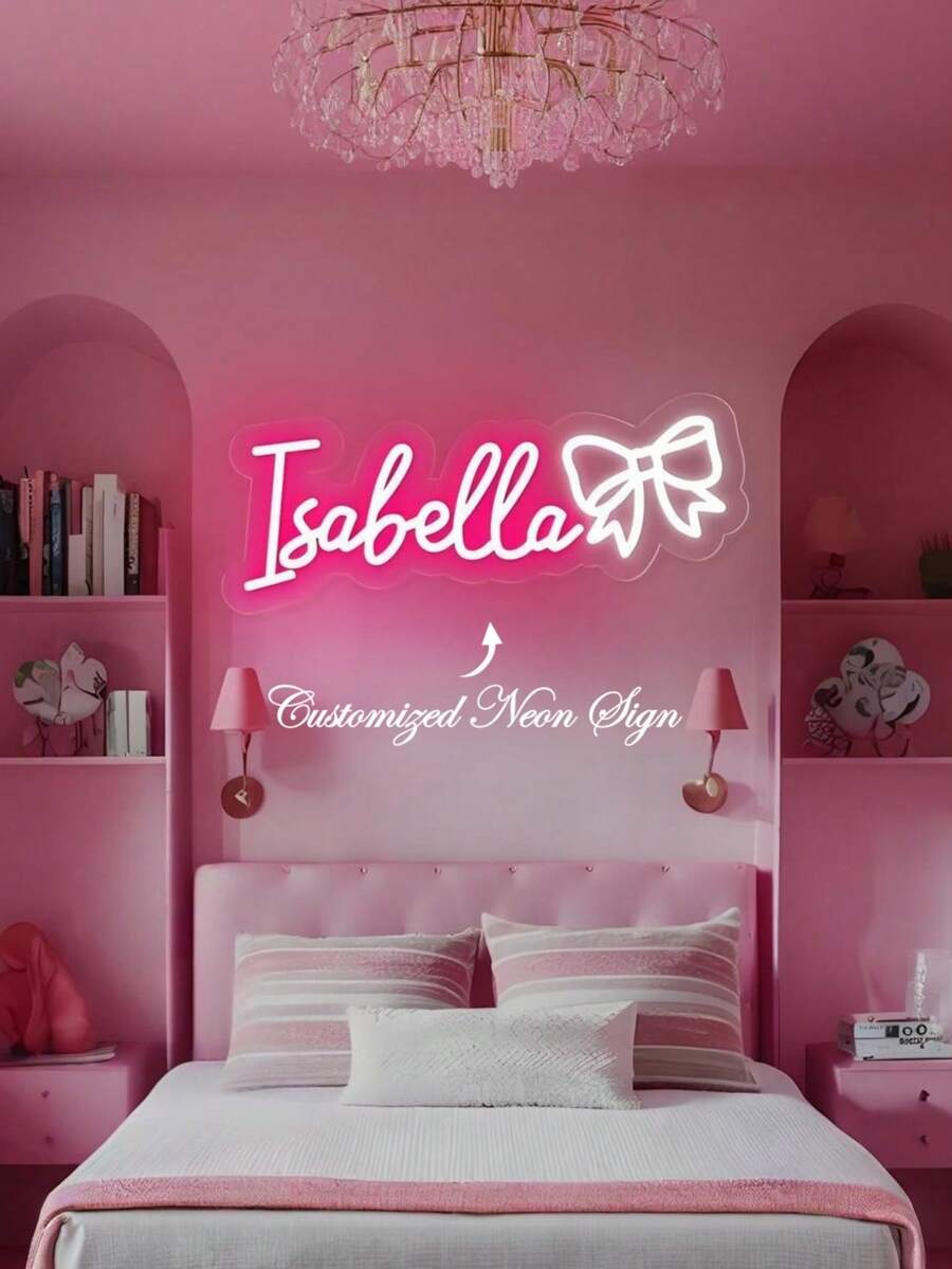 Custom Neon Signs, Neon Sign Customizable For Wall Decor, Personalized Neon Sign For Wedding, Birthday Party, Bedroom, Bar, Salon, Business Shop, Name Logo, Led Sign, Halloween, Christmas Gifts, Romantic Home Decor, Perfect For Wall Decor, Festival, Party, Thanksgiving, Bedroom, Women, Girl, Birthday, Game Room & More - Hot Pink - View 1