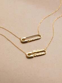 Collar con colgante de clip de papel con nombre personalizado, adecuado para hombres y mujeres, collar personalizado, placa con nombre grabado personalizado de 1-2, joyería de acero inoxidable de moda, regalo de pareja, regalo de cumpleaños, regalo de aniversario - Multicolor - Ver 3