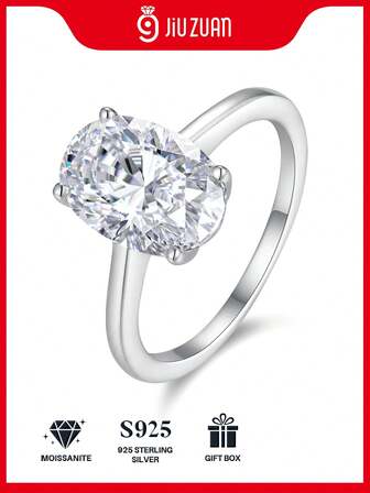 Anillo de Moissanita de plata esterlina 925 para mujer, anillo de compromiso/boda hipoalergénico de alta gama, regalo para el Día de San Valentín/cumpleaños, empaquetado en caja de regalo resistente a la oxidación