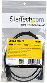 StarTech.Com 1m Micro USB Cable With Left Angled Connector - Charging And Sync Cable - Black - View 4
