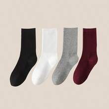 4 đôi tất cotton cổ ngắn nữ, tất lông cừu Angora màu đỏ ấm áp đa năng cho mặc hàng ngày, mùa thu/đông - Nhiều màu - Xem 13