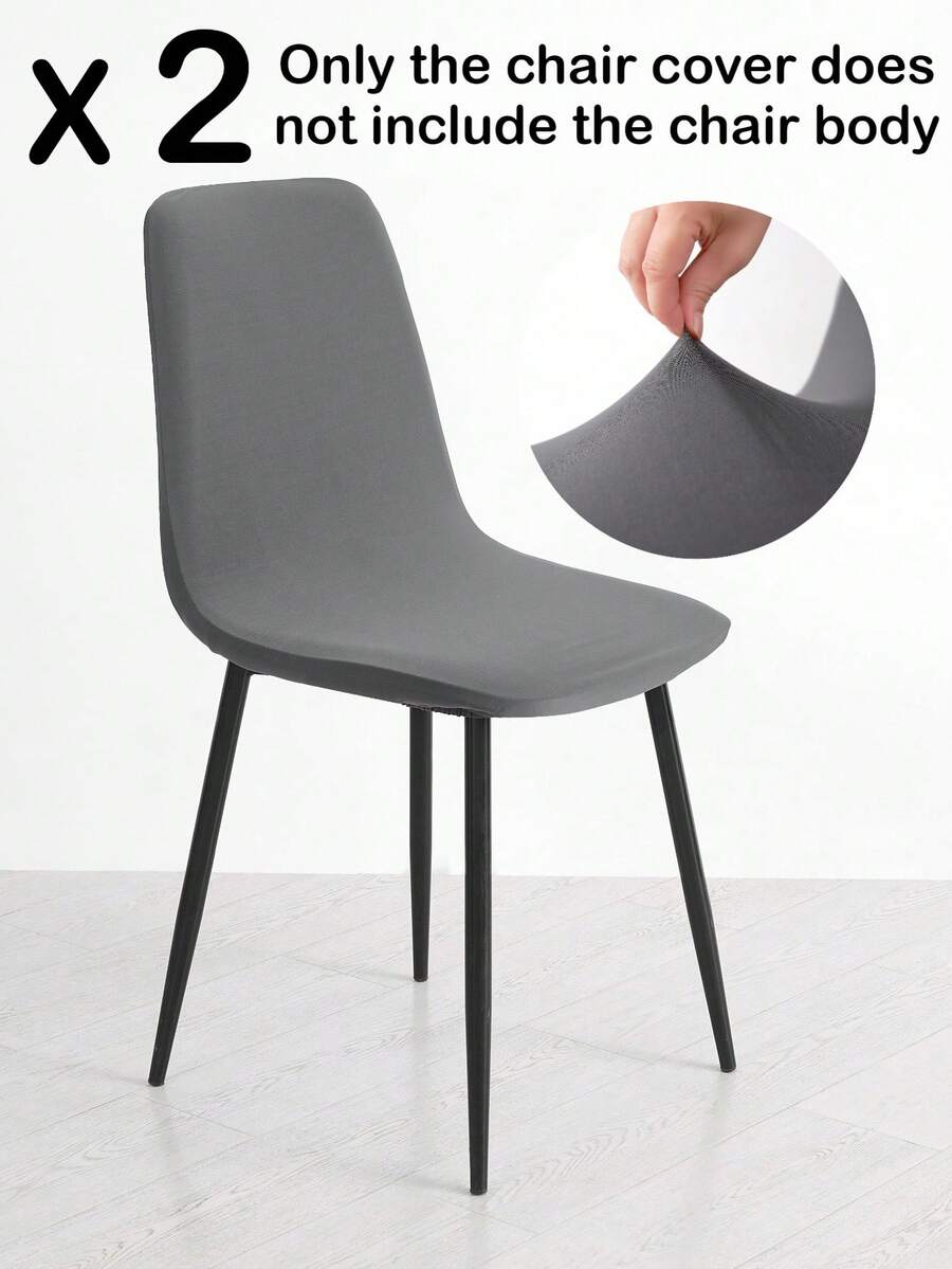 2pcs Stretch Jacquard Knit Dining Chair Covers, Machine Washable, Pet Friendly, Removable Chair Protector Slipcovers For Kitchen, Hotel, Restaurant - Black - View 1