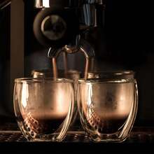 Taza de café de vidrio borosilicato aislada de doble capa, conjunto de 6 tazas de espresso de vidrio aisladas, taza de vidrio transparente pequeña de 80ml de doble capa, adecuada para café, té, capuchino - 1 - Ver 4