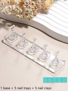 一套椭圆形/长方形亚克力透明美甲练习架，非磁性指甲支架，适合初学者，可用于猫眼凝胶美甲，配有美甲粘土套装、美甲展示工具、DIY美甲沙龙用品