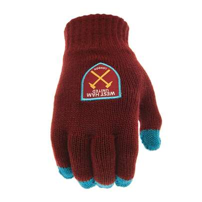 West Ham United FC Unisex Adult Touch Screen Winter Gloves (Scarlet Red/Sky Blue) - 100% Mixed - (TA11436)