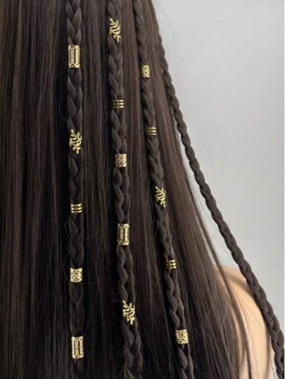 15/20/40/80/100个复古波西米亚风合金发圈套装 - 镂空圆形发饰，适合女性和女孩，优雅纯色发饰，可用于编发和DIY发型设计，包括发夹、头饰和发卡。