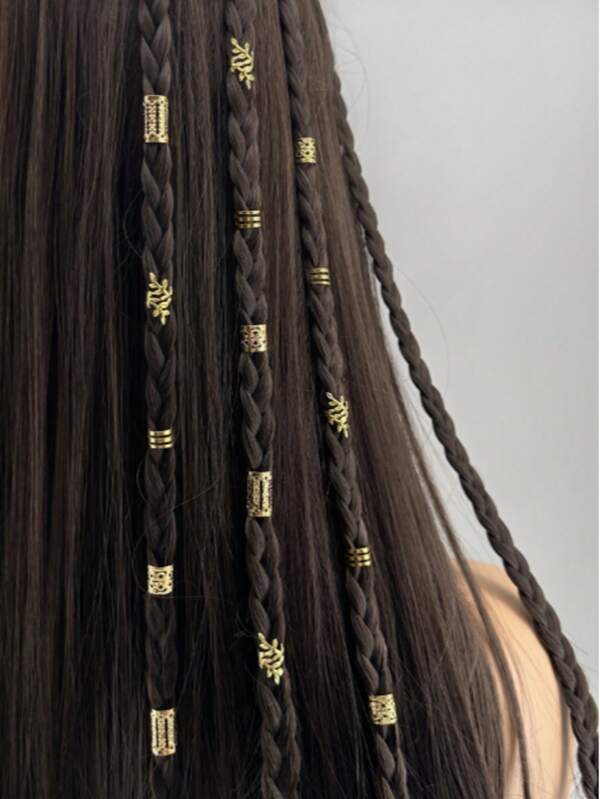 15/20/40/80/100个复古波西米亚风合金发圈套装 - 镂空圆形发饰，适合女性和女孩，优雅纯色发饰，可用于编发和DIY发型设计，包括发夹、头饰和发卡。