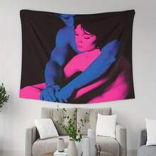 1pc UV Glow In Dark Tapestry - Blacklight Reactive Glow Wall Hanging, Large Neon Pink Blue Purple Love Couple Design Peach Beige Fabric For Bedroom & Party Decor, Tapestry For Bedroom, Wall Tapestry, Wall Tapestry For Bedroom - 彩色 - 查看 2