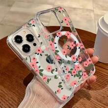 Funda rosa pastel. Funda magnética transparente de alta definición a prueba de golpes con diseño floral para teléfono. Compatible con phone 16/16 Pro/16 Pro/16 Plus/15/15 Pro/15 Pro/15 Plus/14/14 Pro/14 Pro/14 Plus/13/13 Pro/13 Pro/12/12 Pro/12 Pro/11/11 Pro/11 Pro/X/XS/S22/S22 Plus/S22 Ultra/S23/S23 Plus/S23 Ultra/S24/S24 Plus/S24 FE/ - transparente - Ver 6