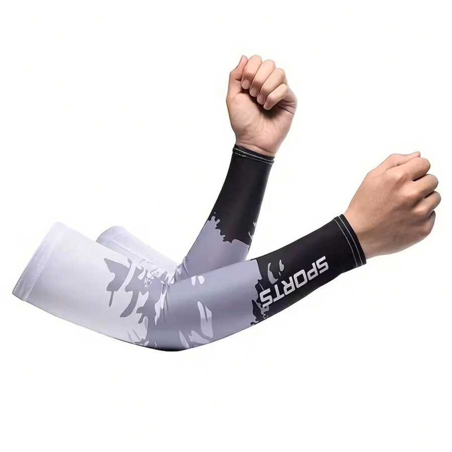 1 par de mangas protectoras contra el sol , con bloqueo UV, transpirables y elásticas de seda, adecuadas para deportes al aire libre, conducir, viajar en primavera y verano, cubren los brazos, guantes blancos, calentadores de brazos, atuendos de otoño, disfraces de Halloween, manga negra - ES - Ver 1