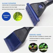 1pc 5 In 1 Aquarium Cleaning Tools Set - Multi-Function Kit With Fish Net, Algae Scraper, Gravel Rake, Sponge Brush & Fork, Essential For Fish Tank Glass & Gravel Clean, Aquarium Supplies