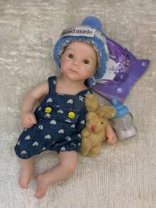 1 Stück lebensechte Mini Silikon Reborn Puppen 6 Zoll weiche Handfläche Mädchen und Junge mit offenen Augen Neugeborene mit bemalten Details, ideales sammelwürdiges Kunstspielzeug als Geschenk zu Feiertagen/Geburtstag/Weihnachten für Mädchen - Wiedergeborene Puppe - Übersicht 13